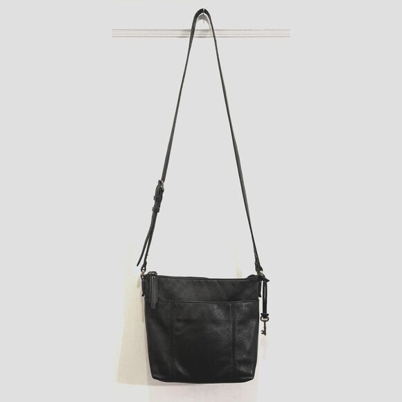 Vintage Fossil Black Leather Crossbody Shoulder Handbag Bag Women's Size Small - Picture 7 of 12